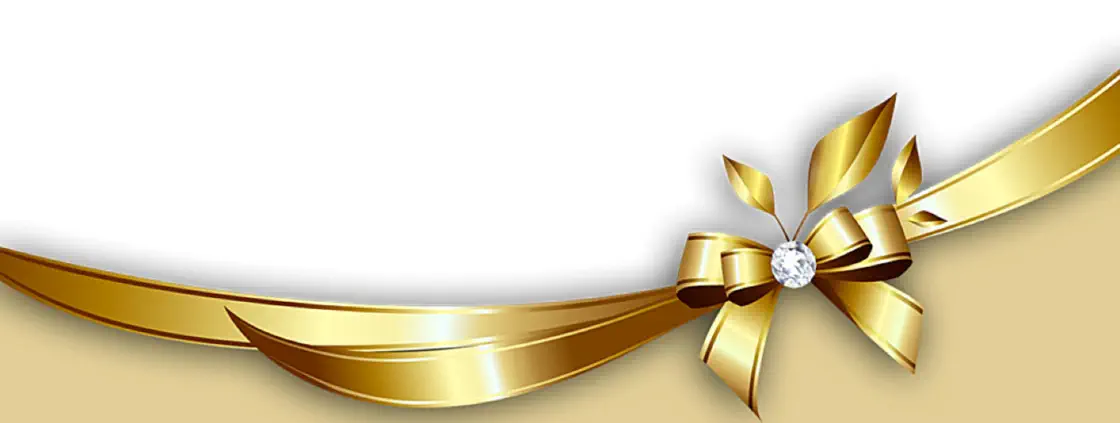 Ein goldenes Geschenkband mit einem glitzernden Diamanten